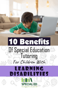A boy doing his schoolwork at home online with his special education tutoring for children with learning disabilities program.