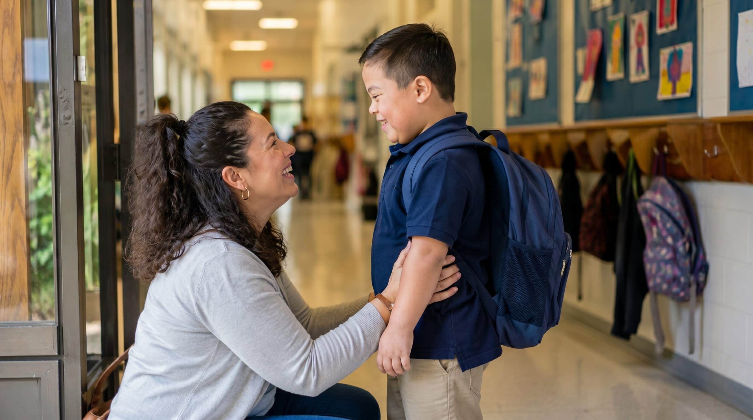 Special needs students and families celebrating the end of the school year together with smiles and colorful decorations